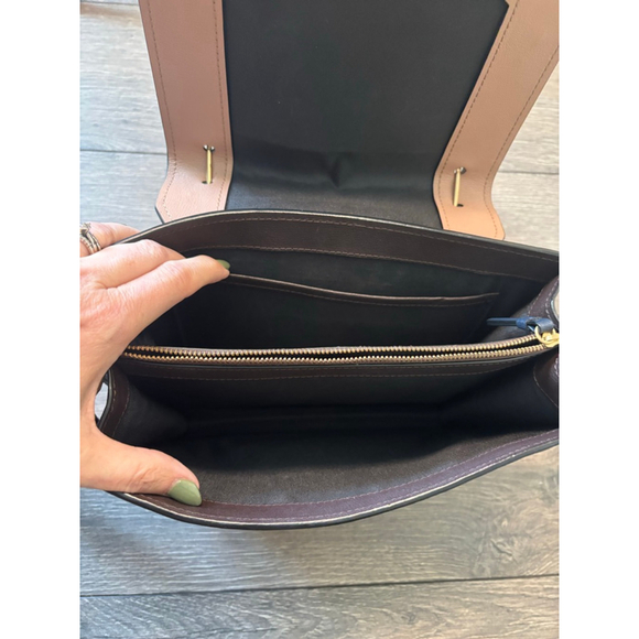 Zac Posen Katie Satchel Crossbody Leather Structured Top Handle Bag Purse Navy - Picture 12 of 16